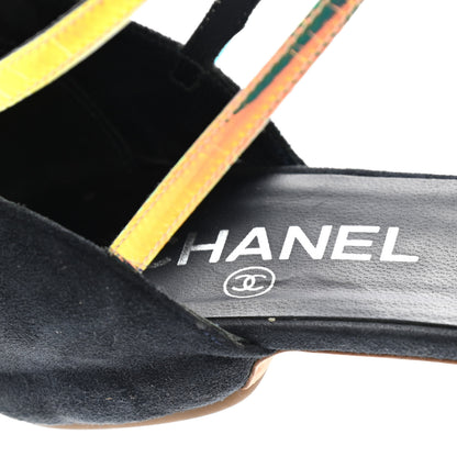 Chanel Suede Iridescent Patent Caged Sandals 38 Navy Blue 10 of 11