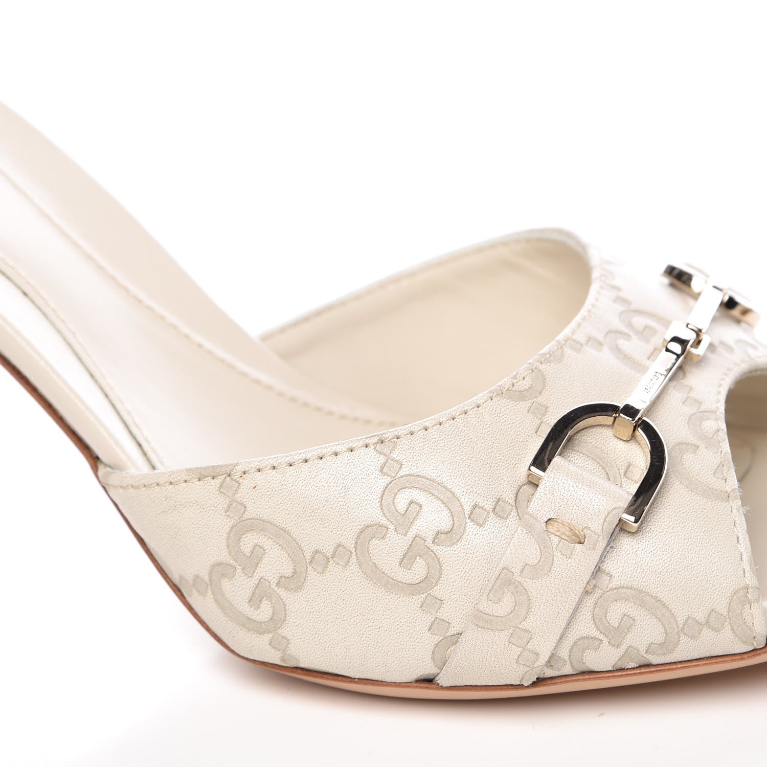 Gucci Guccissima Horsebit Mid Heel Slides 36.5 Mystic White 14 of 15