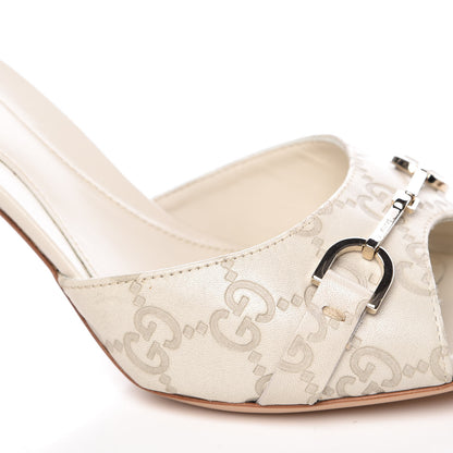 Gucci Guccissima Horsebit Mid Heel Slides 36.5 Mystic White 14 of 15