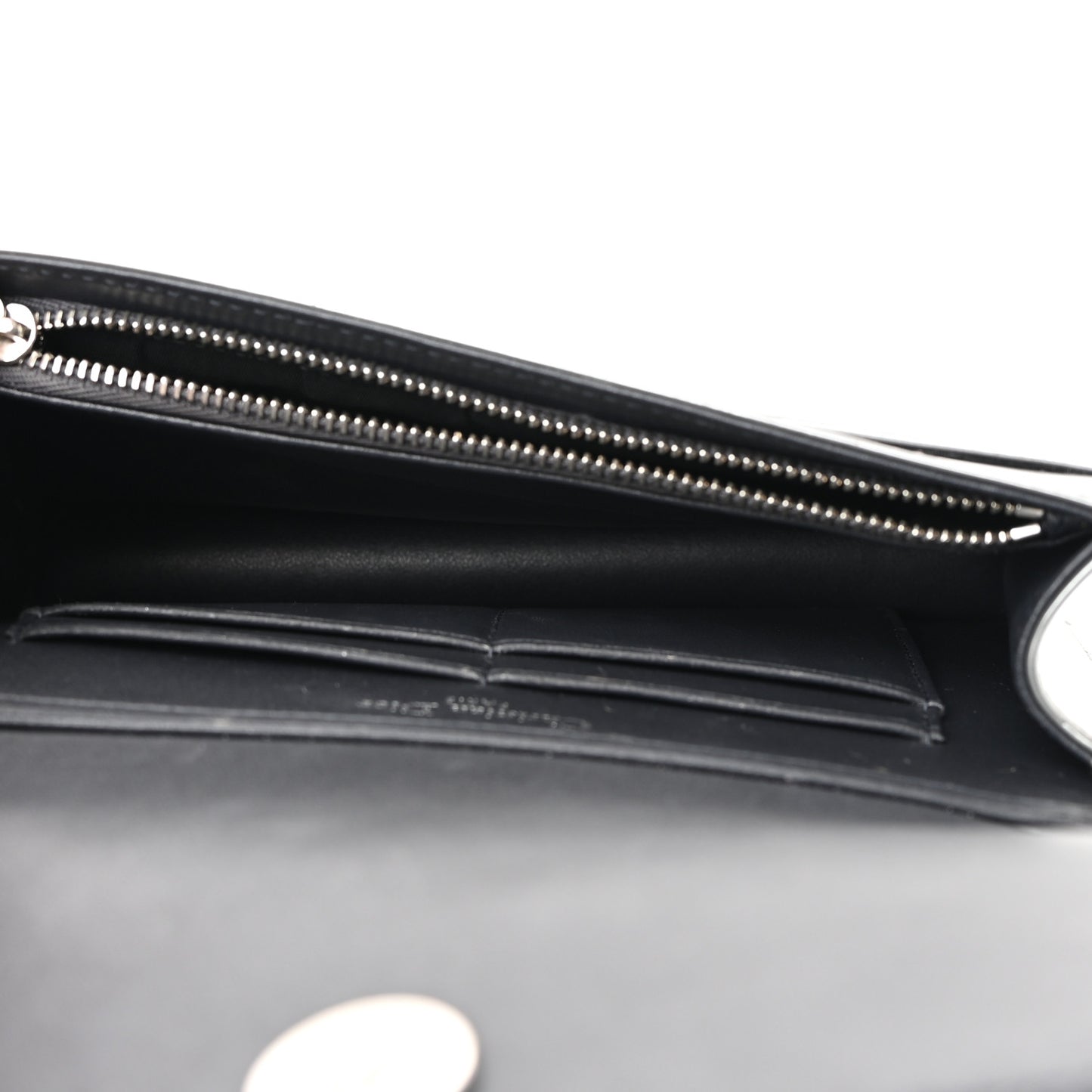 Metallic Patent Micro-Cannage Diorama Wallet on Chain Pouch Silver
