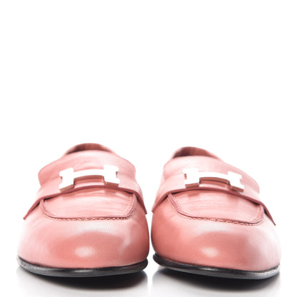 Hermes Goatskin Paris Loafers 38.5 Rouge Blush 2 of 11