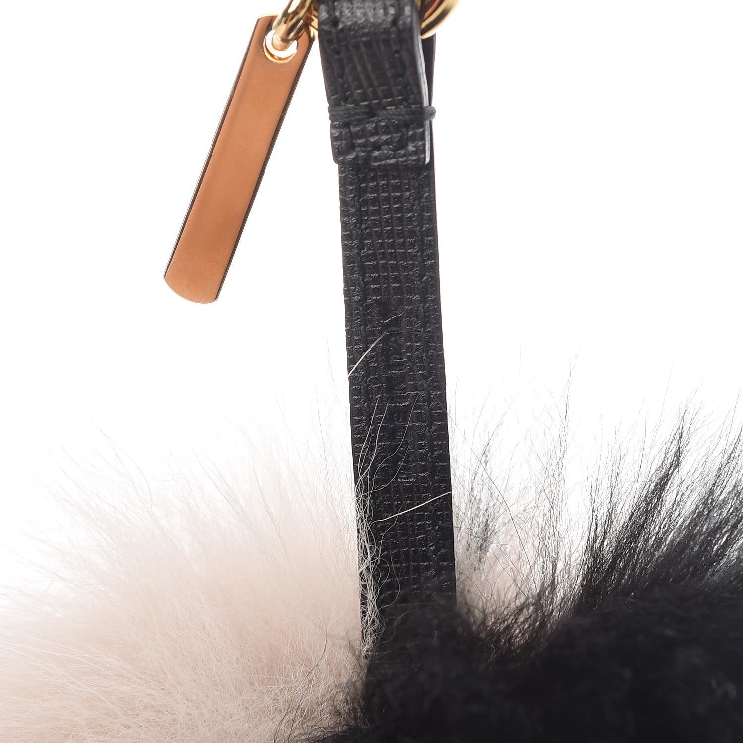 Fendi Fox Fur Pom Pom Bag Charm Black Beige 3 of 3