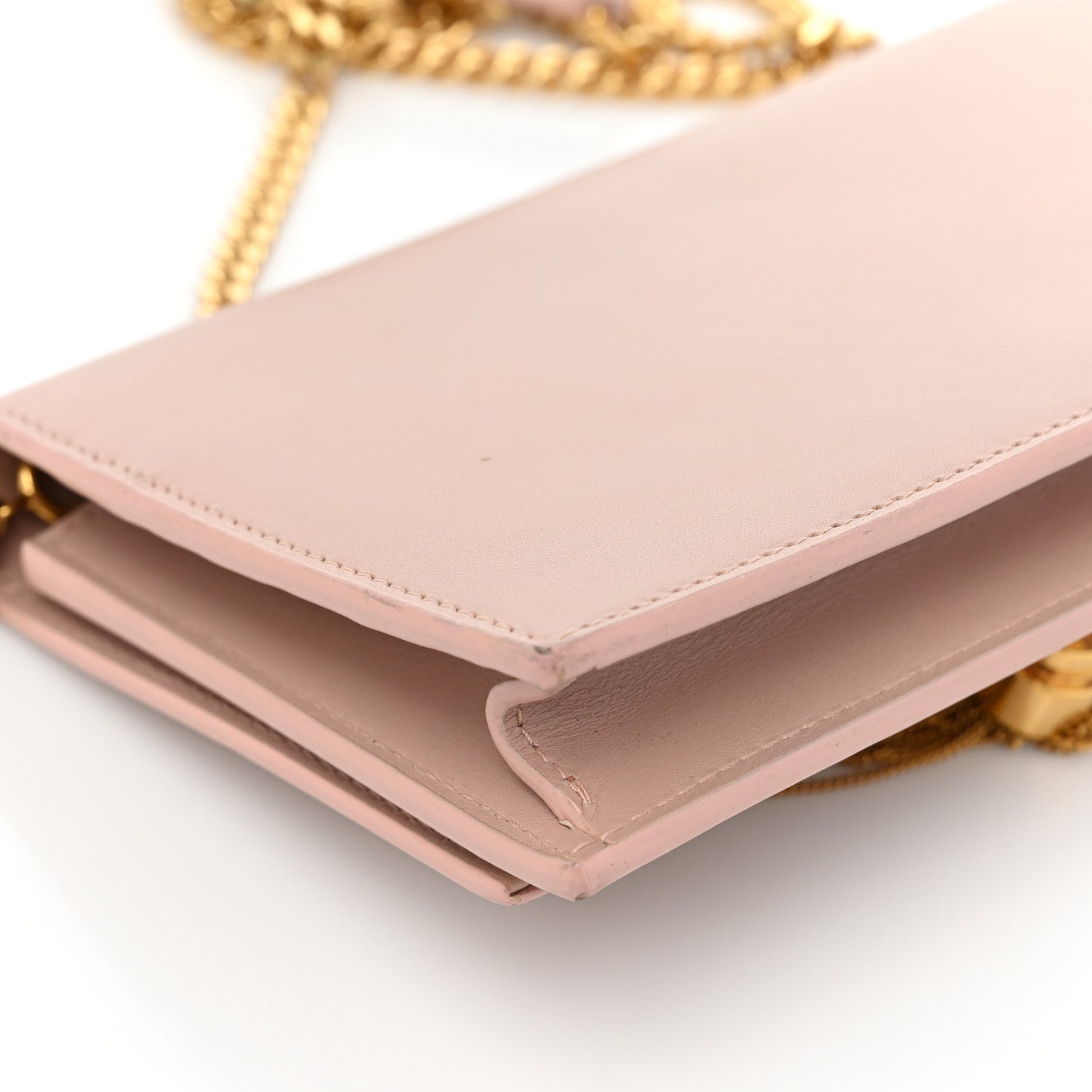 Saint Laurent Smooth Calfskin Classic Monogram Kate Tassel Chain Wallet Pale Pink 16 of 19
