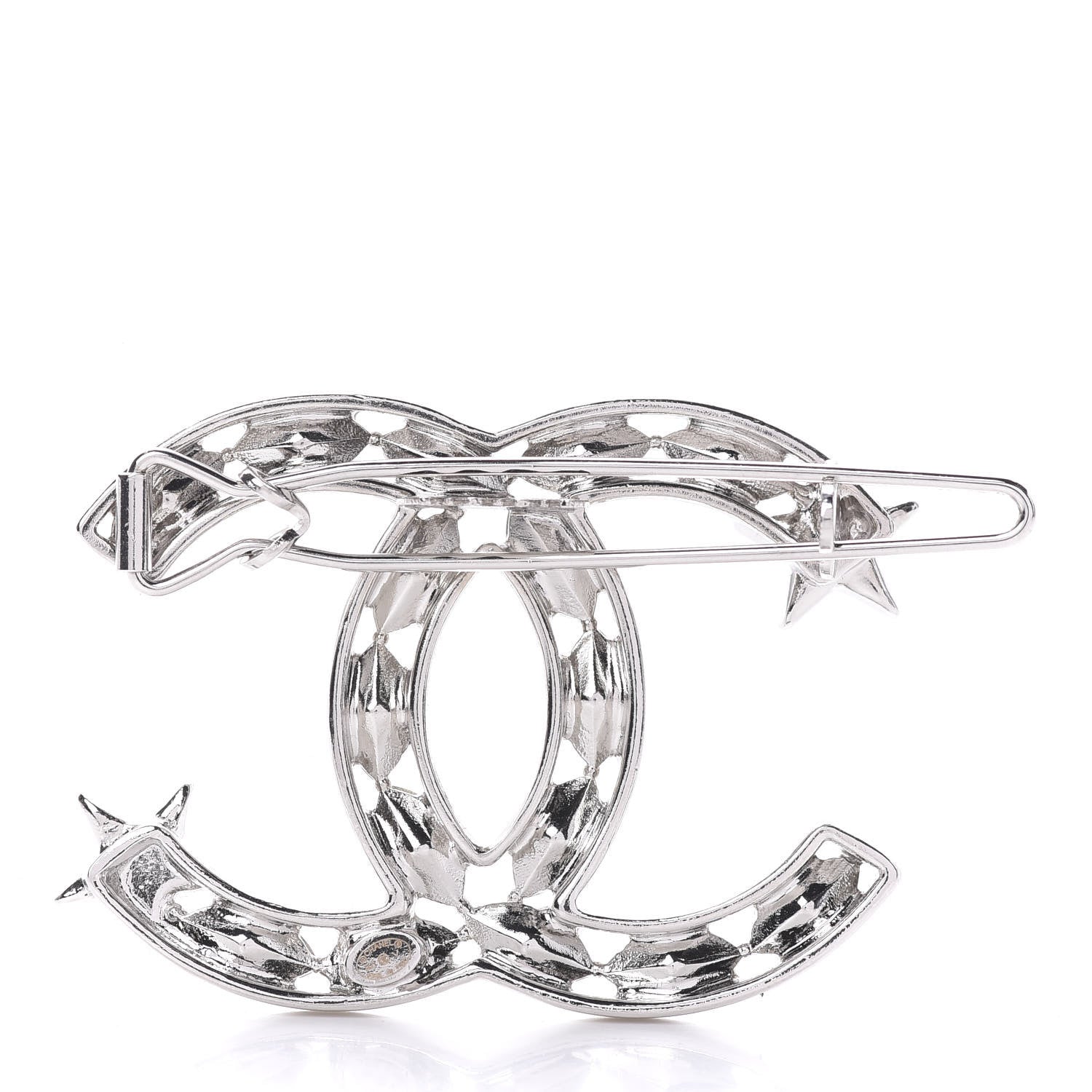 Chanel Crystal Starfall CC Hair Clip Silver 3 of 4