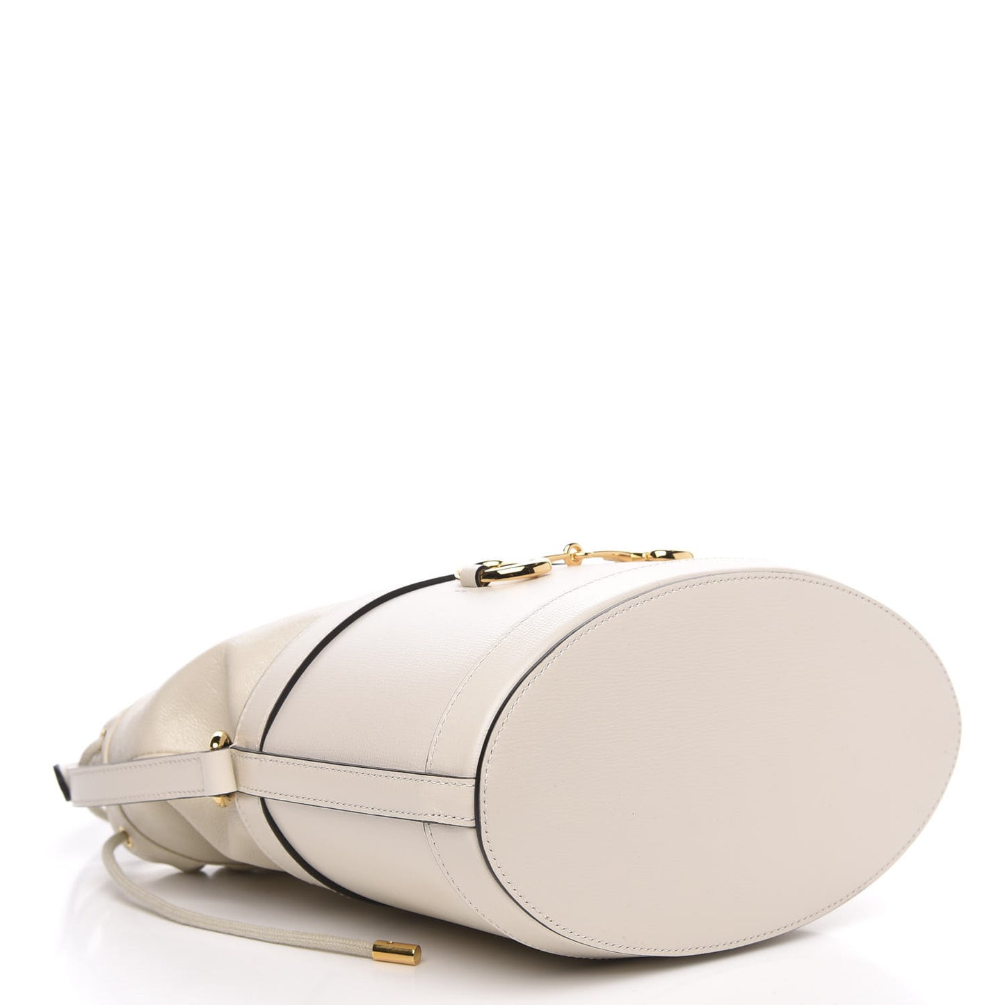 Azalea Sakai Calfskin Horsebit 1955 Drawstring Bucket Bag Mystic White