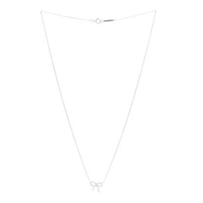 Tiffany 18K White Gold Diamond Mini Bow Pendant Necklace 3 of 6