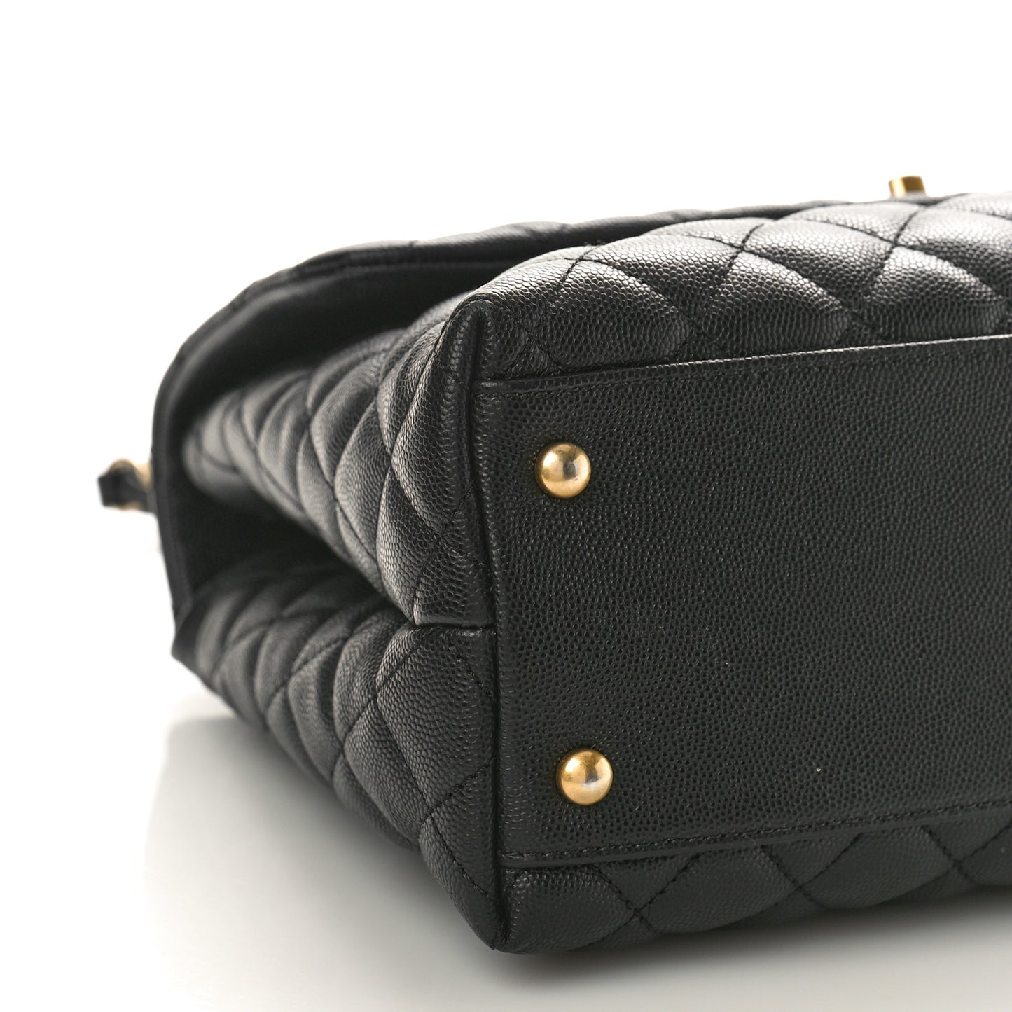 Caviar Lizard Quilted Medium Coco Handle Flap Black