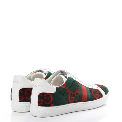 Gucci Terry Cloth GG Monogram Web Womens Ace Sneakers 35.5 Green Red 4 of 8