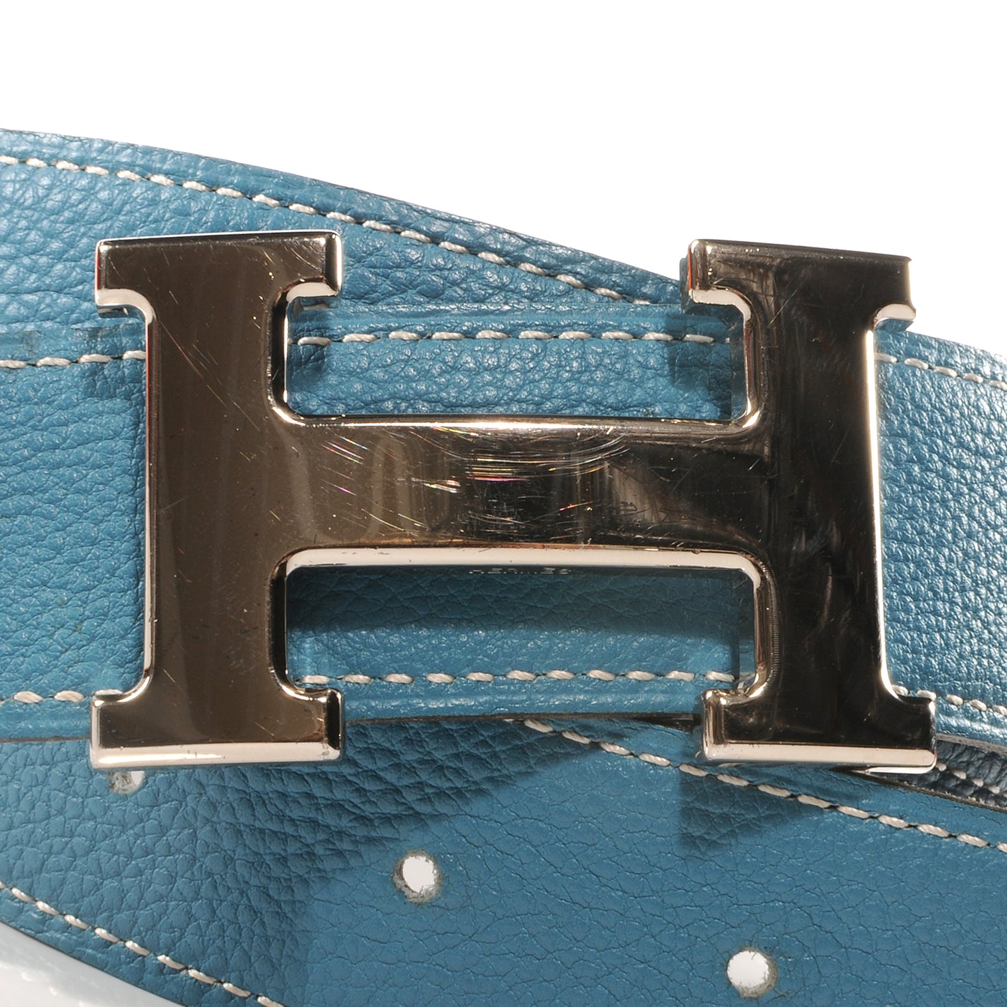 Togo Box Reversible Constance 32mm H Belt 80 Blue Jean Noir