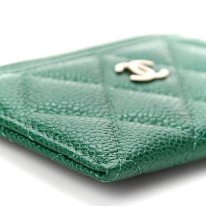 Chanel Metallic Caviar Quilted Card Holder Green 10 of 12