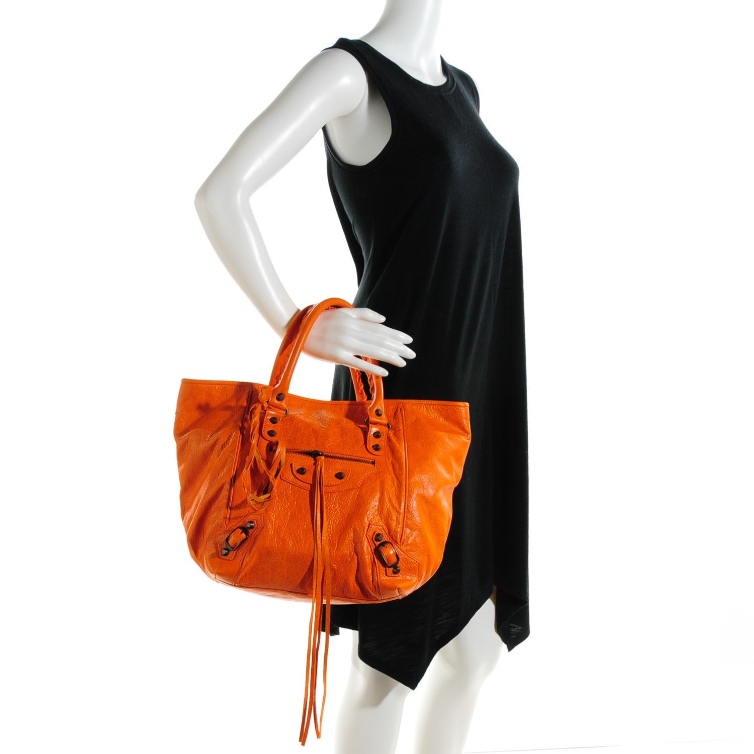 Balenciaga Agneau Classic Hardware S Sunday Tote Tangerine 3 of 10