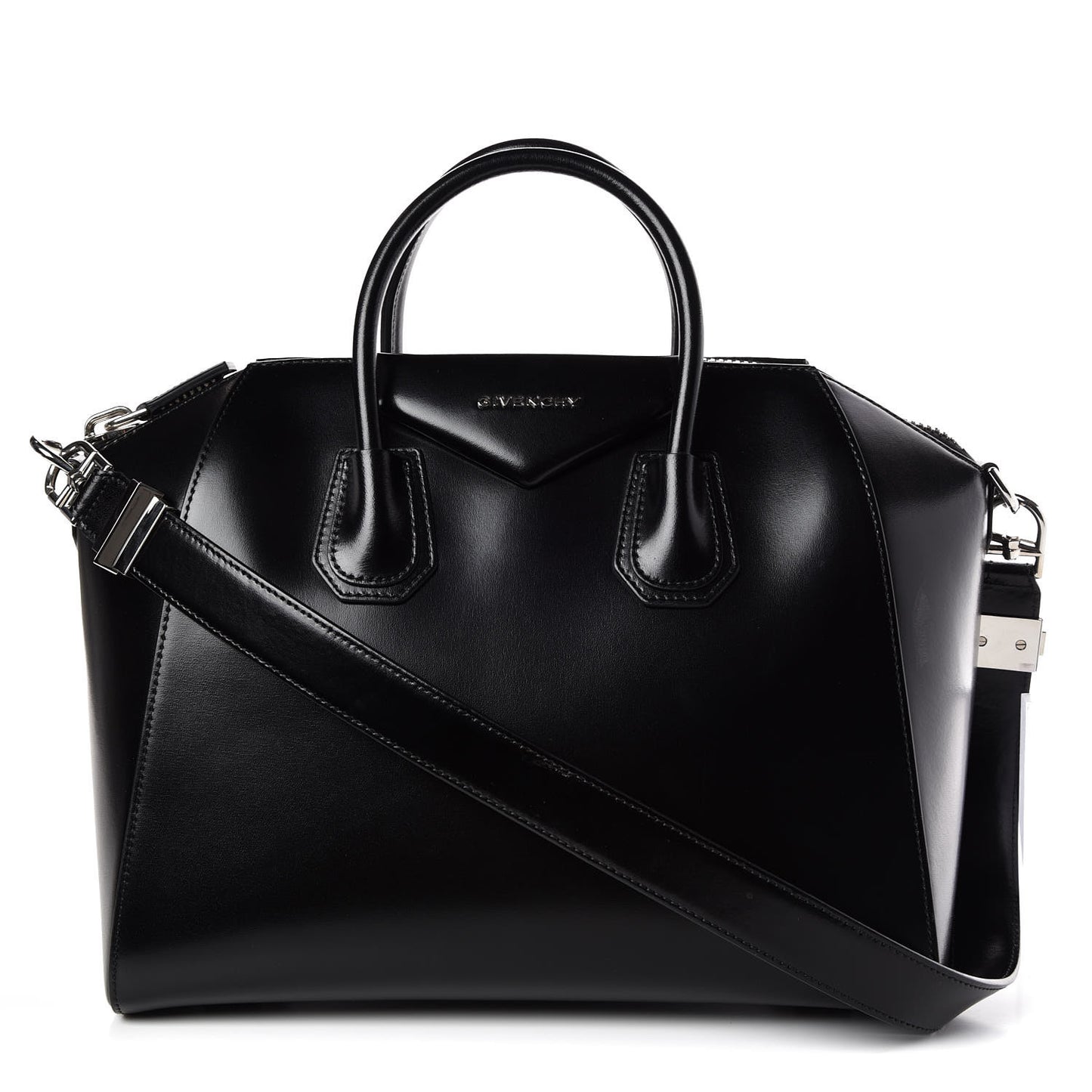 Shiny Lord Calfskin Medium Antigona Black