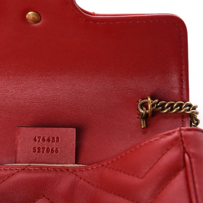 Gucci Calfskin Matelasse Super Mini GG Marmont Shoulder Bag Hibiscus Red 9 of 11