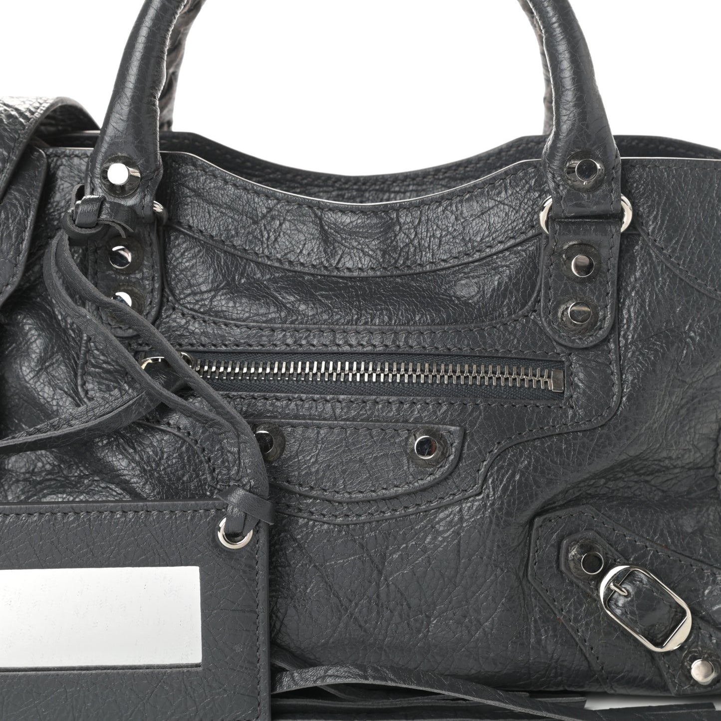 Agneau Classic Silver Hardware Mini City Gris Fossile