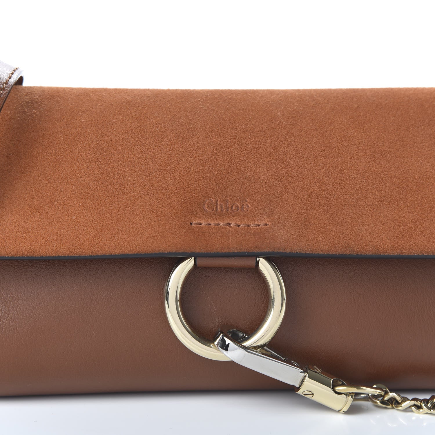 Chloe Suede Calfskin Mini Faye Shoulder Bag Tobacco 10 of 10
