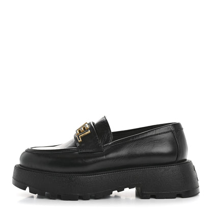 Chanel Shiny Calfskin Logo Loafers 35 Black 1 of 9