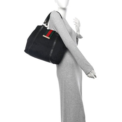 Gucci Monogram New Ladies Web Tote Black 2 of 10