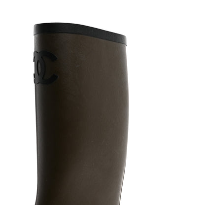 Chanel Caoutchouk CC High Boots 41 Khaki Black 10 of 10