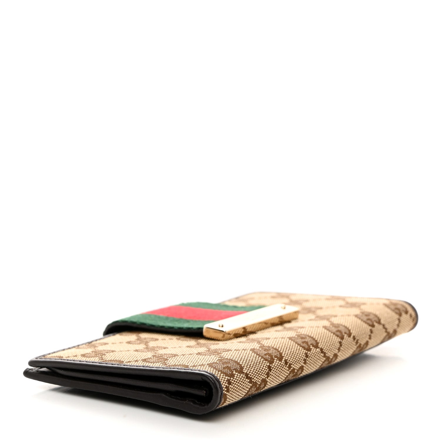 Gucci Monogram Calfskin Ladies Web Continental Wallet Beige Ebony Cocoa 4 of 7