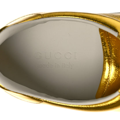 Gucci Metallic Nappa Interlocking G Perforated Mens Ace Sneakers 11.5 Oro Vecchio 9 of 13
