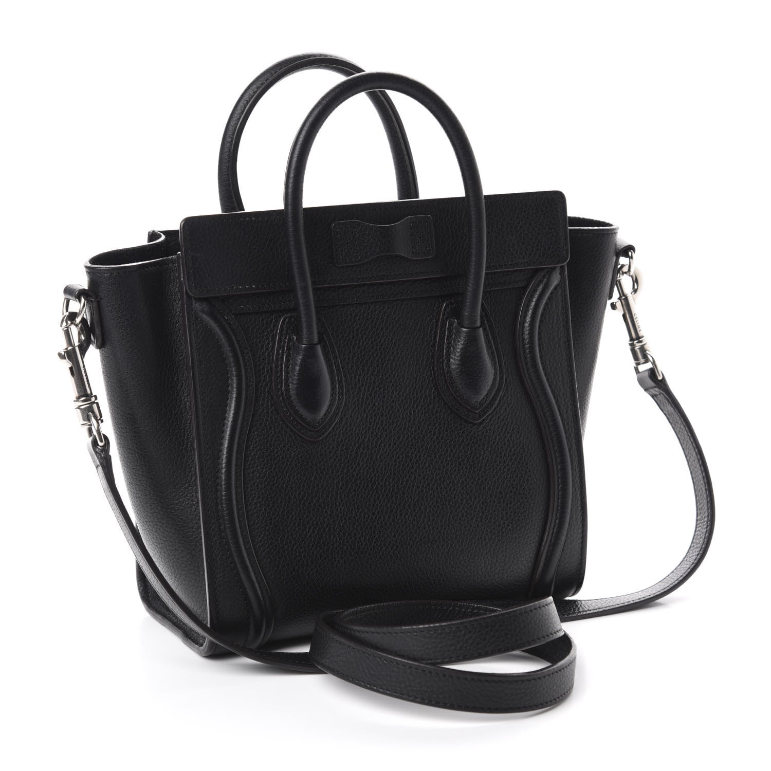 Celine Drummed Calfskin Nano Luggage Black 3 of 9