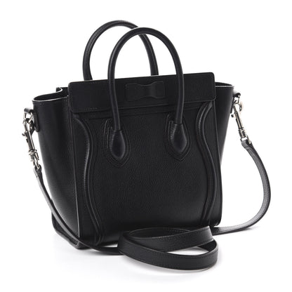Celine Drummed Calfskin Nano Luggage Black 3 of 9