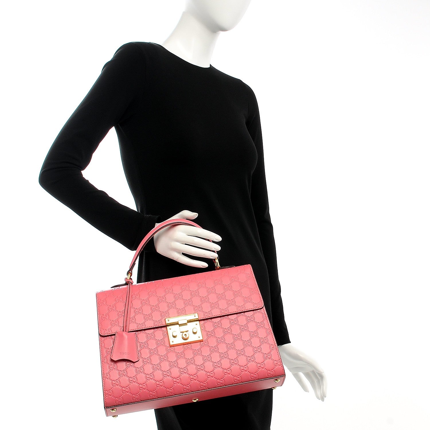 Gucci Guccissima Signature Medium Padlock Top Handle Bag Flush 3 of 8