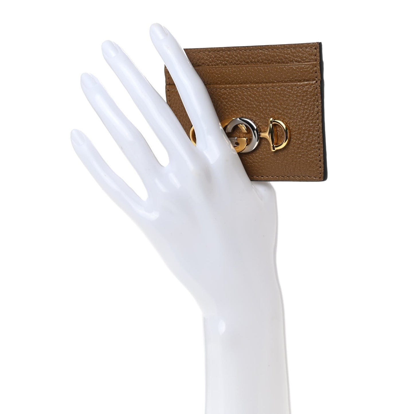 Grainy Calfskin Zumi Card Holder Friky Taupe
