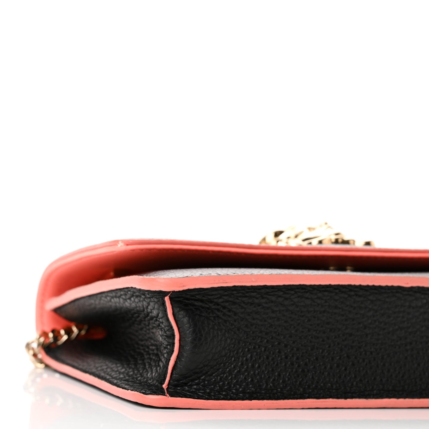 Grained Calfskin Palazzo Chain Evening Bag Black Flamingo