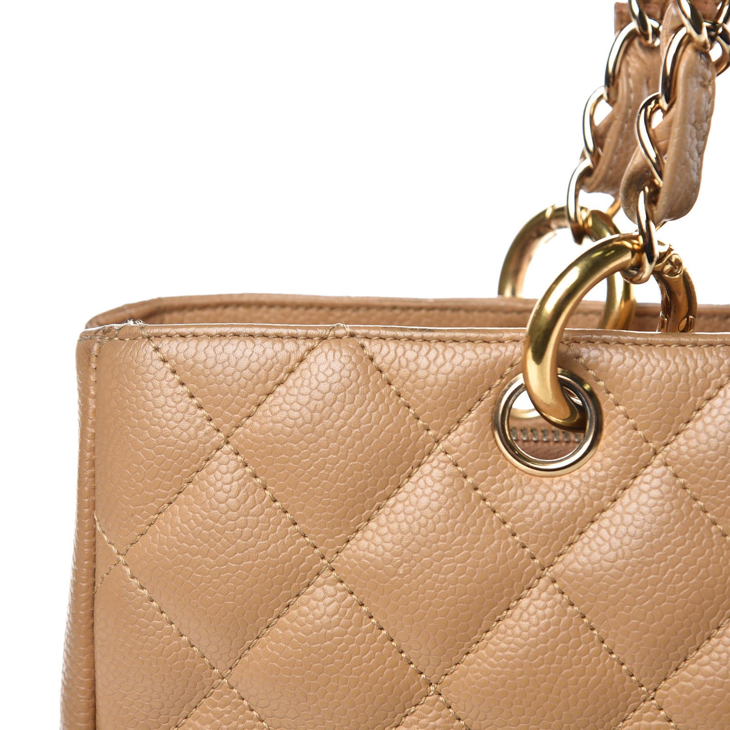 Caviar Quilted Grand Shopping Tote GST Beige