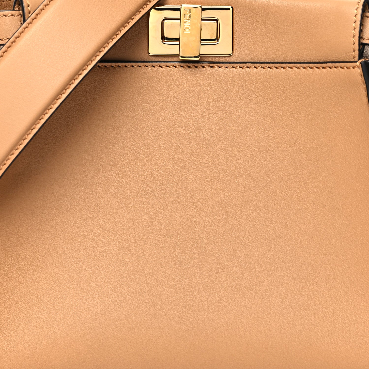 Fendi Vitello Seta Canvas FF Embroidered Mini Peekaboo Iconic Satchel Miele Scuro Poudre 8 of 10