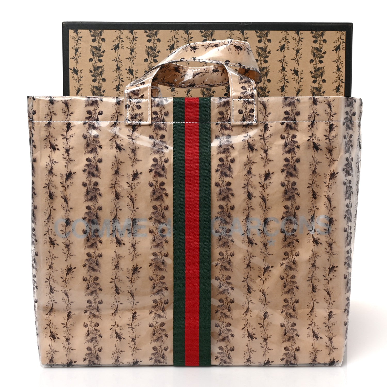 Gucci X COME DE GARCONS Plastic Web Floral Paper Shopper Tote 9 of 9