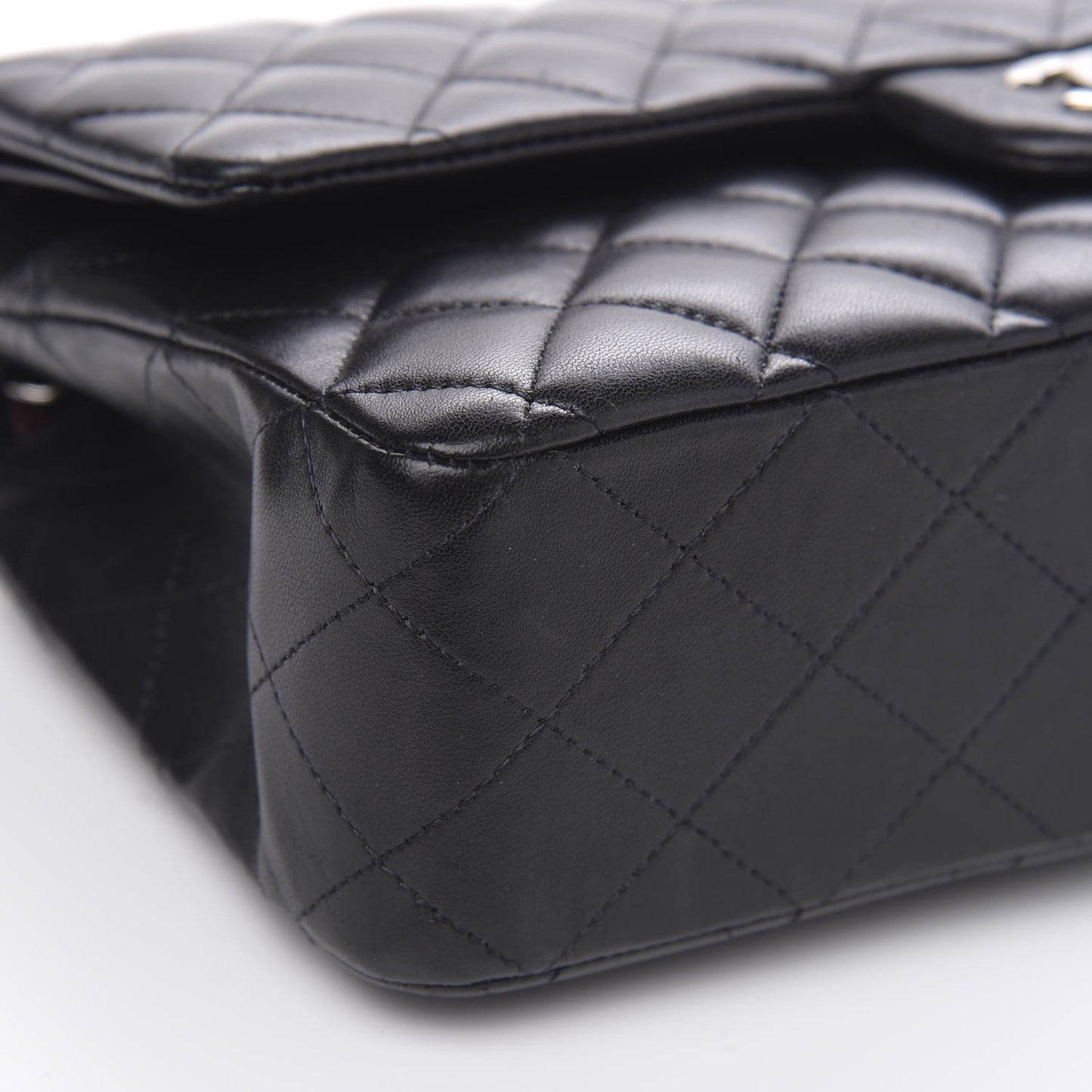 Lambskin Quilted Medium Double Flap Black