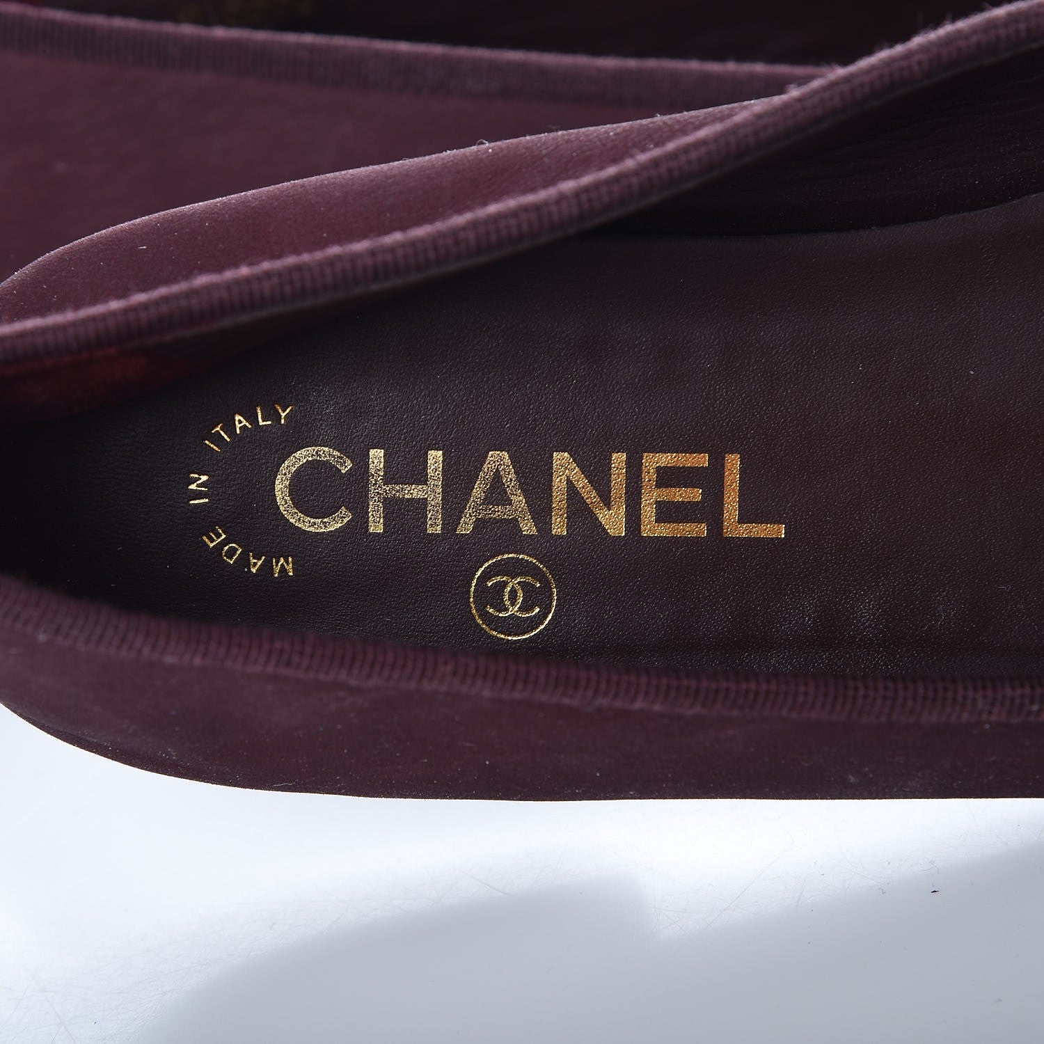 Chanel Nubuck Cap Toe CC Ballerina Flats 41 Burgundy Black 8 of 13