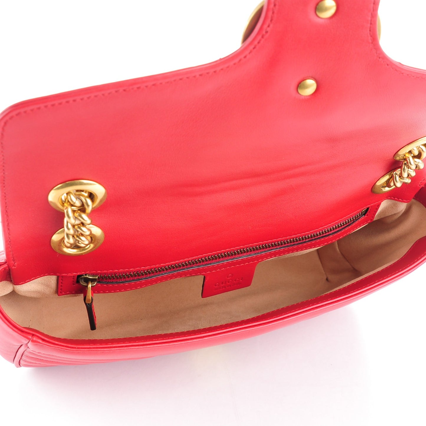 Calfskin Matelasse Small GG Marmont Shoulder Bag Hibiscus Red