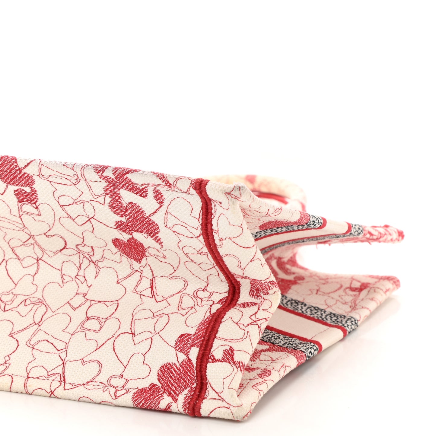 Canvas Embroidered Medium Dioramour D-Royaume Book Tote Red Multicolor