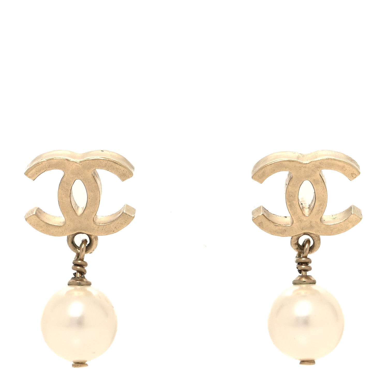 Chanel Pearl CC Drop Earrings Gold 1 of 4