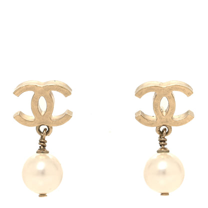 Chanel Pearl CC Drop Earrings Gold 1 of 4
