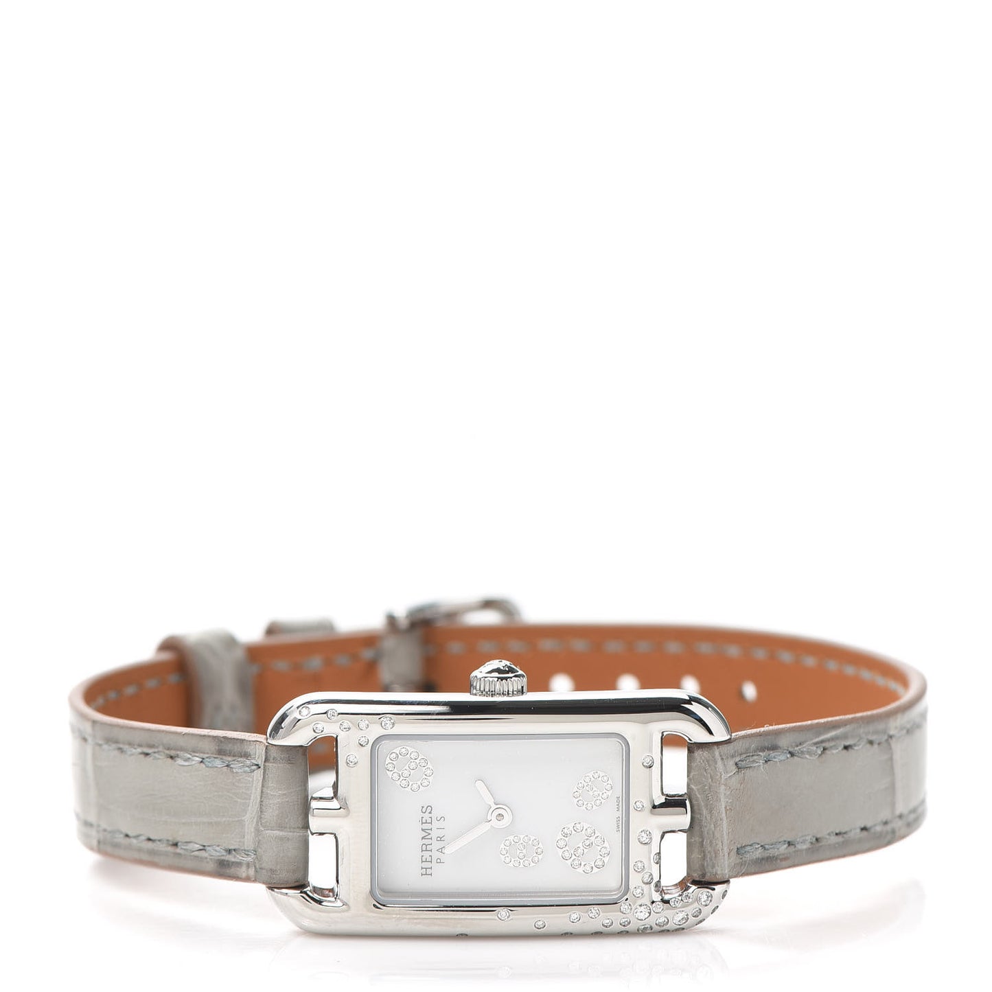 Stainless Steel Alligator Diamond 17mm Nantucket Quartz Watch Etoupe