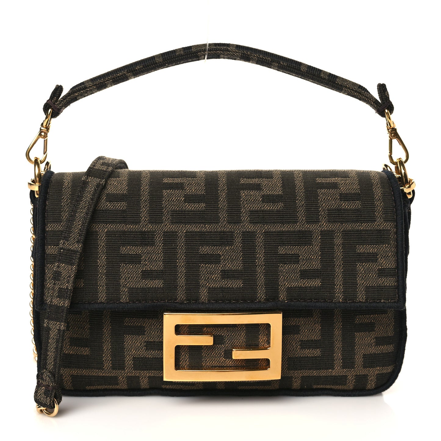 Fabric Jacquard FF 1974 Mini Baguette Tobacco Moro Black