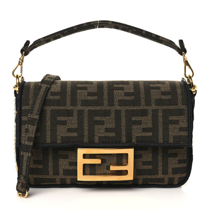 Fendi Fabric Jacquard FF 1974 Mini Baguette Tobacco Moro Black 1 of 8