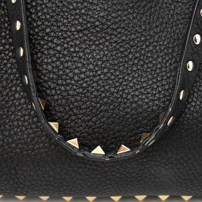 Valentino Garavani Pebbled Calfskin Medium Rockstud Tote Black 11 of 20
