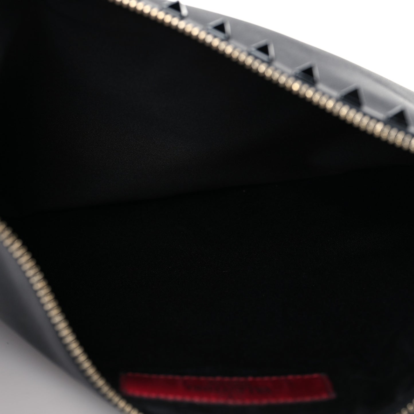 Nappa Monochrome Large Rockstud Zip Pouch Black
