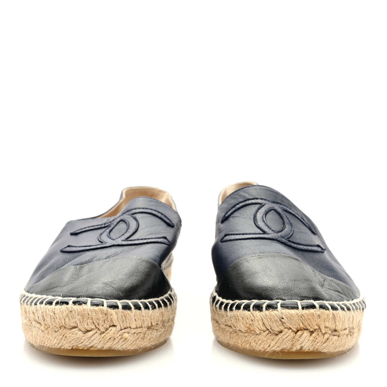 Chanel Lambskin CC Espadrilles 40 Navy Black 2 of 8