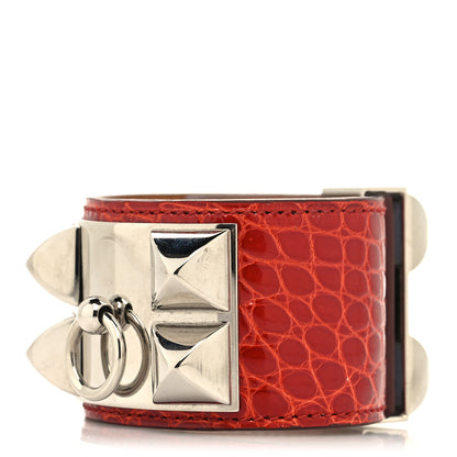 Hermes Matte Alligator Collier De Chien CDC Bracelet S Geranium 1 of 5