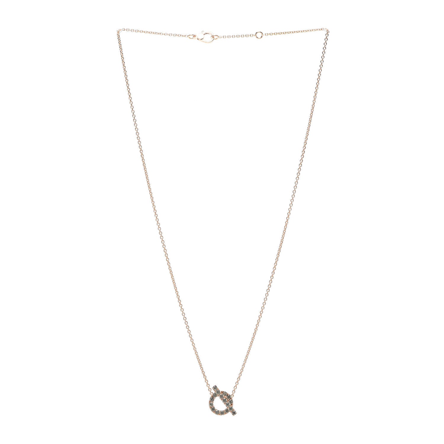 Hermes 18K Rose Gold Green Sapphire Finesse Pendant Necklace 3 of 5