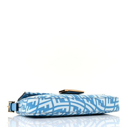 Fendi X SARAH COLEMAN Glazed Canvas Vitello King FF Vertigo Baguette 1997 Cyber Blue White 3 of 7