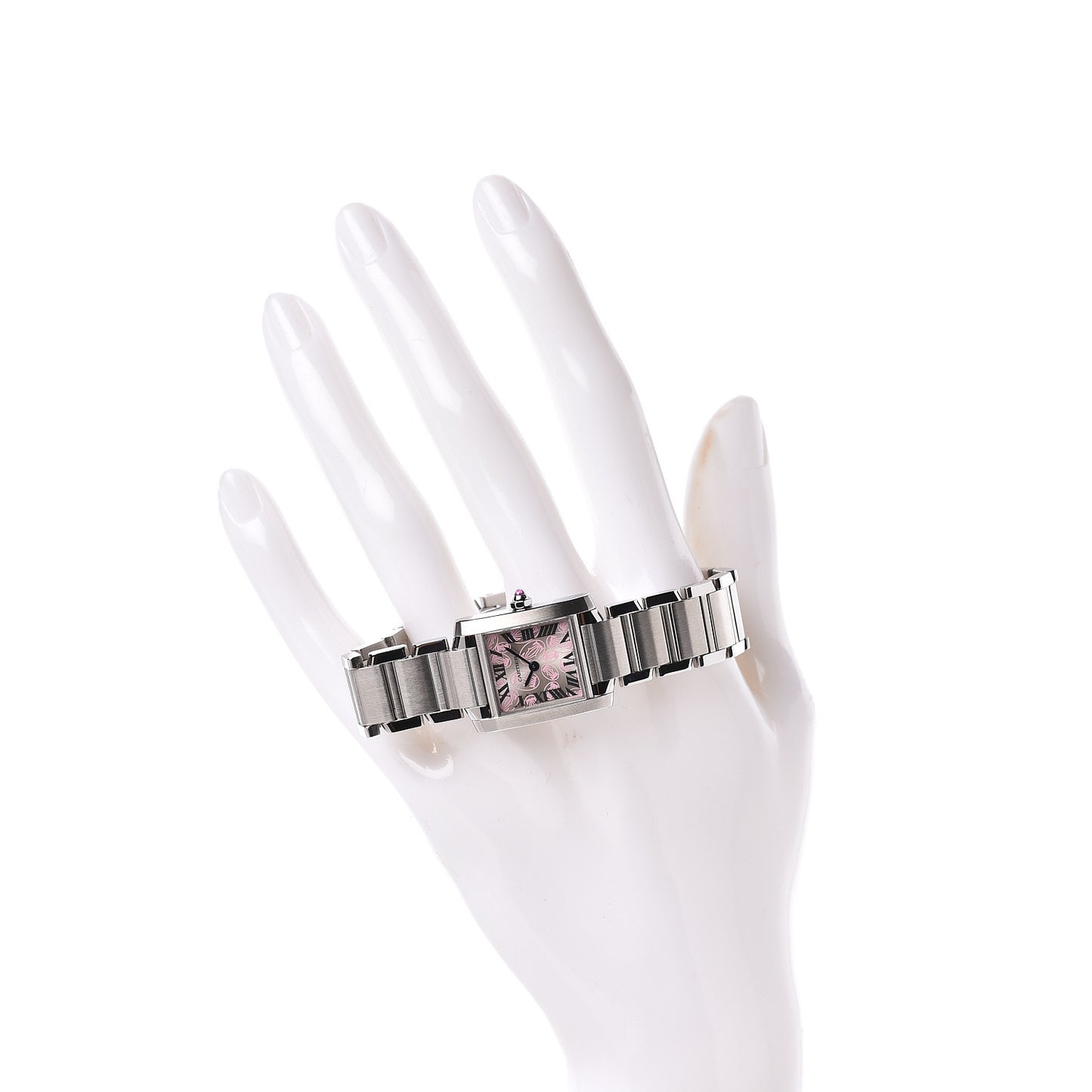 Stainless Steel 20mm Tank Francaise Quartz Watch Pink