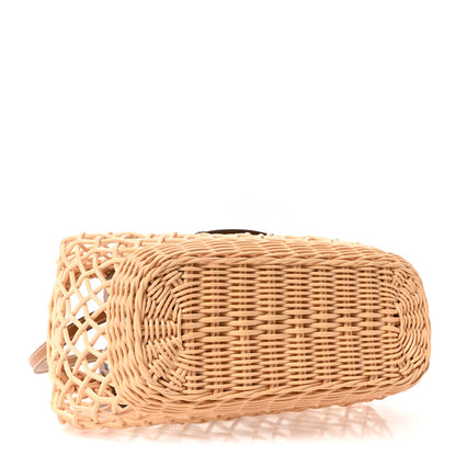 Miu Miu Woven Fabric Calfskin Logo Basket Bag Naturale Caramel 5 of 10