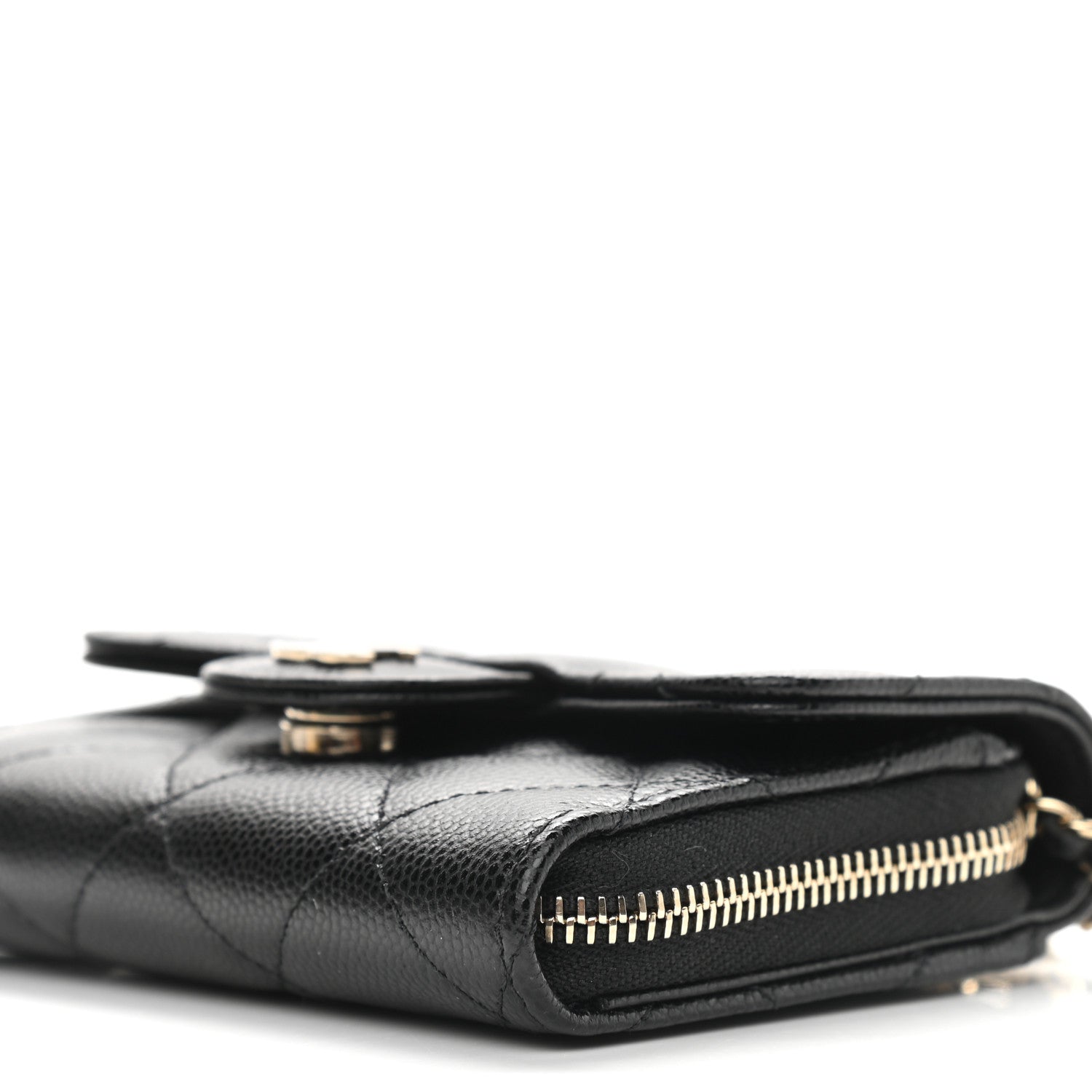 Chanel Caviar Quilted Flap Zip Card Holder On Chain Black 9 of 9